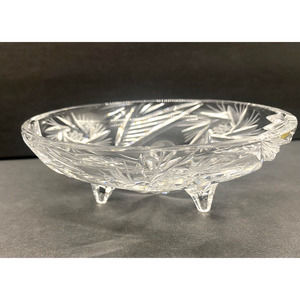 Heisey Vintage Lead Cut Crystal Glass 3 Footed Crystal Bowl Dish Pinwheel Design